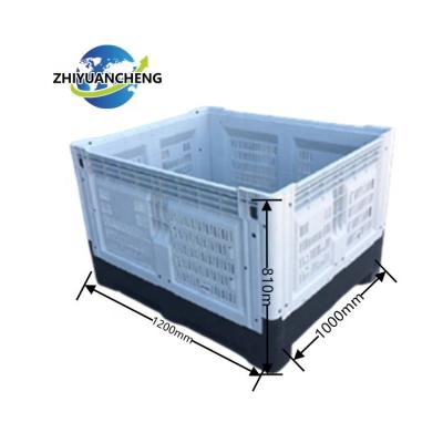 China Recyclable& Durable 1210 Foldable Plastic Used Fruit Pallet Boxes Folding Container Bin for sale