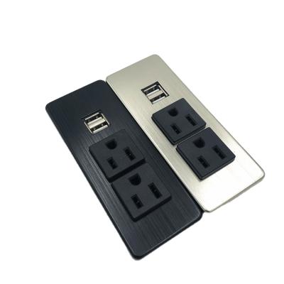 China With Lid To Hide Screw Holes Table Mount America Usb Socket Outlet With Metal Cover for sale