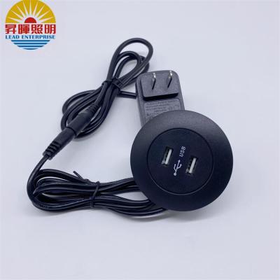 China Mobile Phone Furniture Use Round Dual USB Port Charger Socket for Desk and Sofa for sale