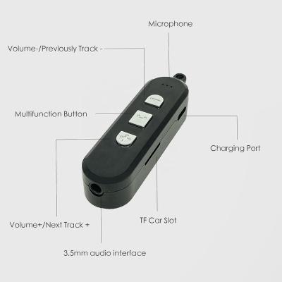 China AUX audio hands. Mini Universal Blue Tooth 5.0 Receiver 3.5mm Receiver Adapter Car Kit Wireless Speaker MP3 Player Free Call Black for sale