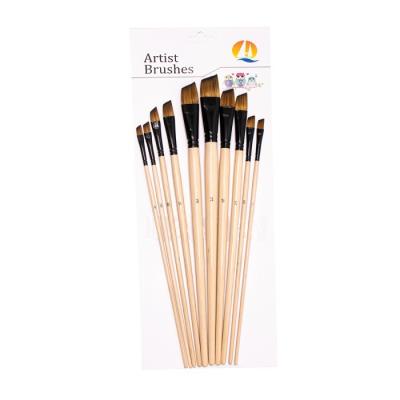 China Fine Paint Angular Head Artist Oil Paint Brushes for sale