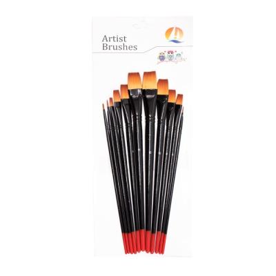 China Wood Handle 12PCS Artist Oil Paint Brushes for sale