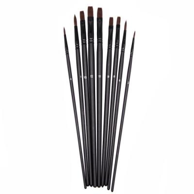 China Mixed Shape Matte Black Oil Filbert Brush Set for sale