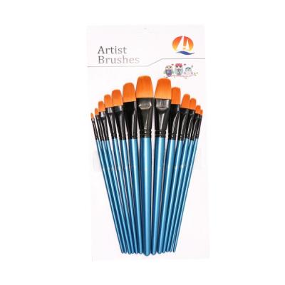 China Metallic Blue Handle Angled Synthetic Watercolour Brushes for sale