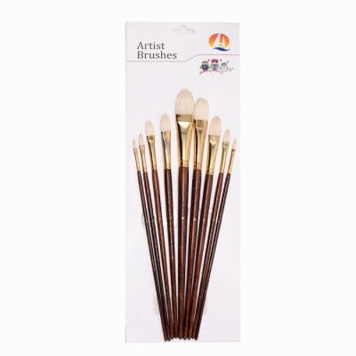 China Brown Handle Oval Artist Watercolour Brushes for sale