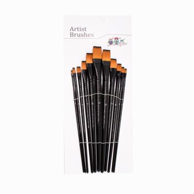 China Matte Black Flat Tip Synthetic Watercolor Brushes for sale