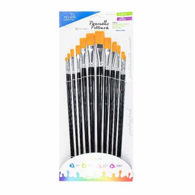 China Black Handle 12pcs Childrens Paint Brush Set for sale