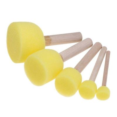 China Wooden Handle 5Pcs Circle Sponge Paint Brush for sale