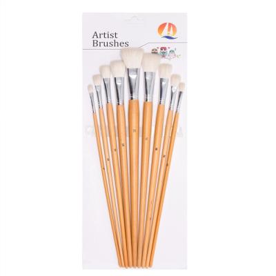 China Flat Artist 9pcs Goat Hair Paint Brush Set for sale