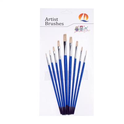 China Flat Children 9pcs #12 Artist Oil Paint Brushes for sale