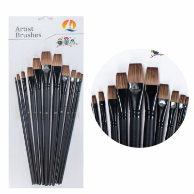 China Black Aluminum Ferrule Mixed Color Nylon Hair 22# Artist Paint Brush Set for sale