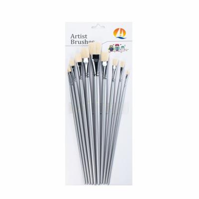 China Nickel Clad Copper Ferrule Bristle Hair Flat Head 10# Art Paint Brush Set for sale