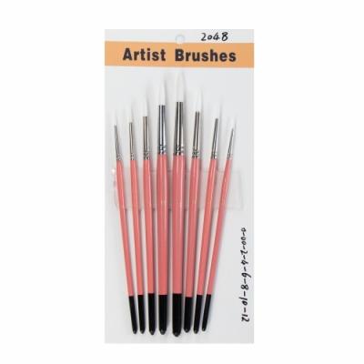 China #12 Nylon Hair Pink And Black Wood Handle 8pcs Artist Brush Set for sale