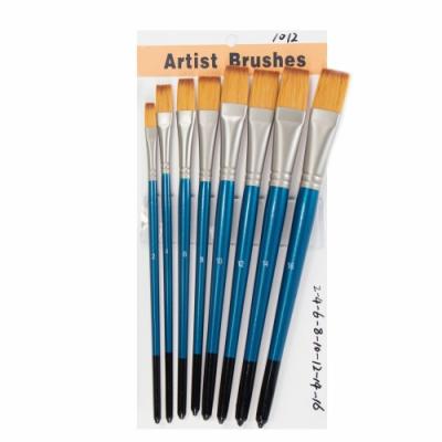 China Golden Nylon Hair Pearly Blue/Black Tail Wooden Handle 150mm Artist Paint Brushes Set for sale