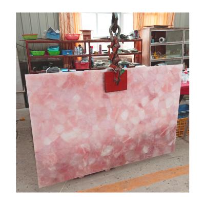 China Modern Natural White Pink Smokey Quartz Resin Tiles Crystals Healing Stones Slabs for sale