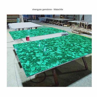 China Wholesale factory price translucent custom made semi precious malachite slab for sale