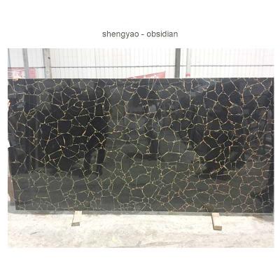 China Table Top Marbles Slabs Polished Rough Armenian Obsidian Stone Slabs for sale