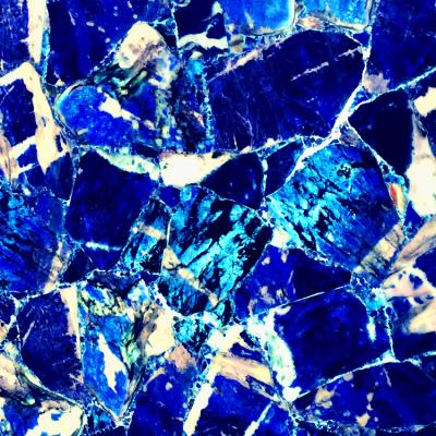 China Semi Precious Stone Blue Jasper Big Slab Top /Wholesale Quartz Sodalite Table Top/Translucent Countertops /Wall/Floor for sale