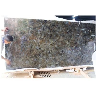 China Translucent Natural Custom Semi Precious Stone Gemstone Slab Labradorite Granite for sale