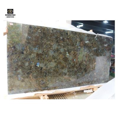 China Luxury Labradorite Stone Decoration Panels Semi Precious Gemstone Slab for sale