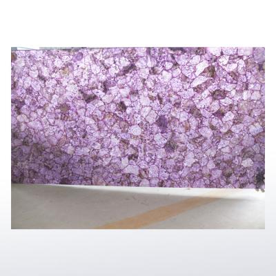 China Modern Natural Semi Precious Stone Backlit Amethyst Slab Tiles for sale