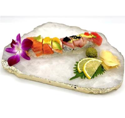 China Europe Food Decorative Serving Tray Gemstone Cake Onyx Tray Wedding Party Tray Custom Made for sale