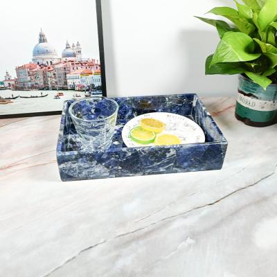 China Blue Natural Stone Tray Sodalite Platters For Home Decoration From Europe Gemstone for sale