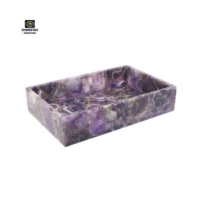 China Natural Stone Tray Rose Crystal Platters from Africa Trays Gemstone for sale