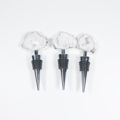 China China Luxury Natural Gemstone Crystal Agate Slices Decoration Wine Bottle Stopper for sale