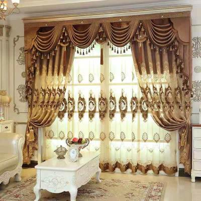 China Amazon wholesale fancy style embroidery hot sale ready made luxury European blackout blackout and sheer window curtains for villa for sale