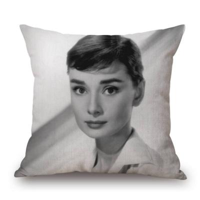 China Custom Superstar Wearable Audrey Hepburn Digital Printing Cushion Cover for sale