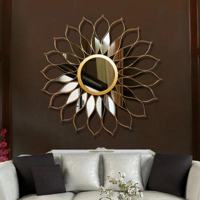 China Single Center Round Single Center Around Best Selling High Quality Sunflower Round Handmade Design Decorative Wall Mirror For Hotel Home Decoration for sale