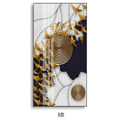 China Modern Luxury Abstract Chinese Style Aluminum Alloy Brush Frame Glass Cover Entrance Living Room Hotel Corridor Wall Art for sale