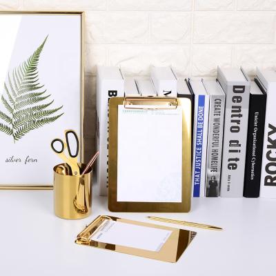 China Europe Europe Customized Central Institute Of Statistics Stainless Steel Gold Color Metal Blank Document Clipboard Holder European Support for sale