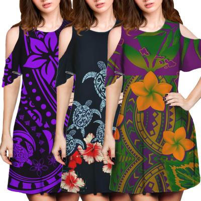 China New Fashion Women Breathable Wholesale O-neck Short Sleeve Summer Dresses Polynesian Tribal Hawaii Tonga Samoa Pencil Casual Dress Hot for sale