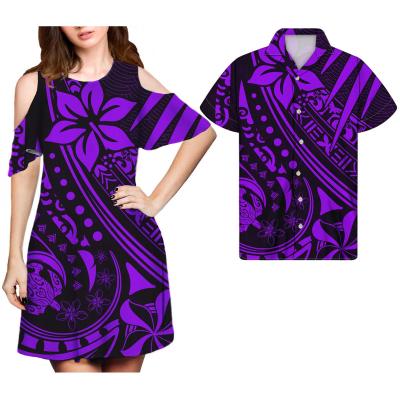 China 2021 Breathable Factory Wholesale Low Price Polynesian Flower Hawaii O Neck Party Short Sleeve Dress Bodycon Dresses Women Wholesale for sale