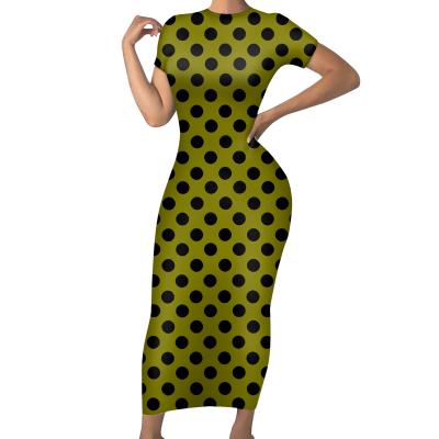 China Custom Made Women's Fall Dress Big Mesh Polka Dot African Style Women's Washable Casual Outfits With Tee Ladies Spaghetti Strap Long Dress for sale