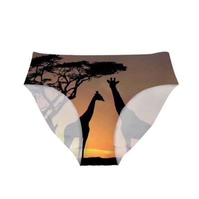 China 2020 Latest Breathable Wholesale Panties 3D Giraffe Animal Fox Print Customized Underwear Women Panties for sale