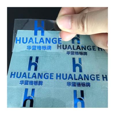 China Wholesale Anti-Counterfeit Customized Glossy Blue Self Adhesive Electroplating Transfer Logo Metal Sticker Metal for sale