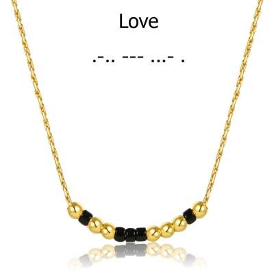 China FASHIONABLE Minimalist Boho Necklace Golden ROXI Morse Code Tasty Layering Beaded Necklaces for sale