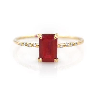 China TRENDY Retro Cubic Zirconia Ring Classic Statistical Solid Color Gem Brass Square Ring Big For Women Girls 2021 for sale