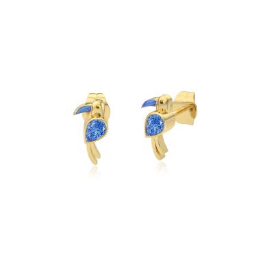 China New Design S925 CZ Cubic Zirconia 18k Gold Silver Cute Bird Animals Tiny ROXI Stud Earrings For Women for sale