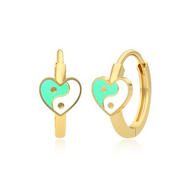 China 2021 ROXI HOT Unique Design 925 Silver Jewelry Yinyang Tai Chi Enamel Circle Hoop Earrings FASHIONABLE for sale