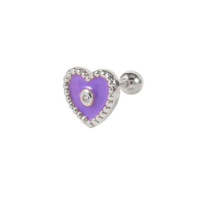 China ROXI Cute Silver Cute Design S925 18k Gold Plated Multicolor Enamel Heart Piercing Stud Earrings for sale