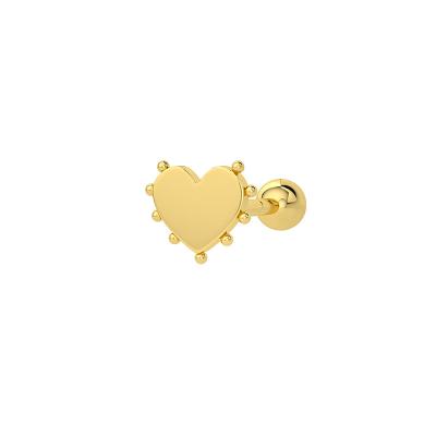 China ROXI S925 Cute Silvery Simple INS Heart 18k Gold Plated Anti-allergic Stud Cartilage Piercing Earrings for sale