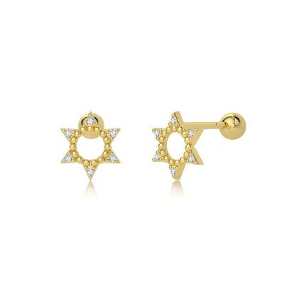 China ROXI Fashion Brand S925 INS Fashion Sun 18k Gold Plated Single Zircon Stud Designer Piercing Earrings for sale