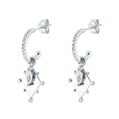 China FASHIONABLE Trend S925 Geometric Zircon European and American Sterling Silver Dangling Earrings for sale