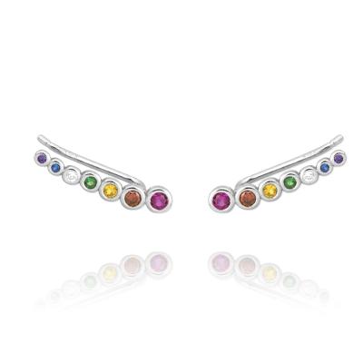 China FASHIONED ROXI Hot Sales! s925 Sterling Silver Single Row Colorful Zircon Jewelry Ear Hooks for sale