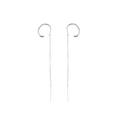 China TRENDY Fashion Ear Clip Earring Tassel Pure Minimalist Silver Earrings for sale