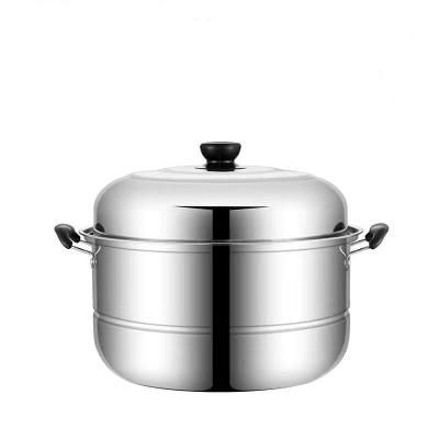 China Stainless Steel Three-Layer Steamer Pot Soup Pot Double Bottom Sustainable Gas Induction Cooker With Steamer Rack Cooking Pot With Cover for sale